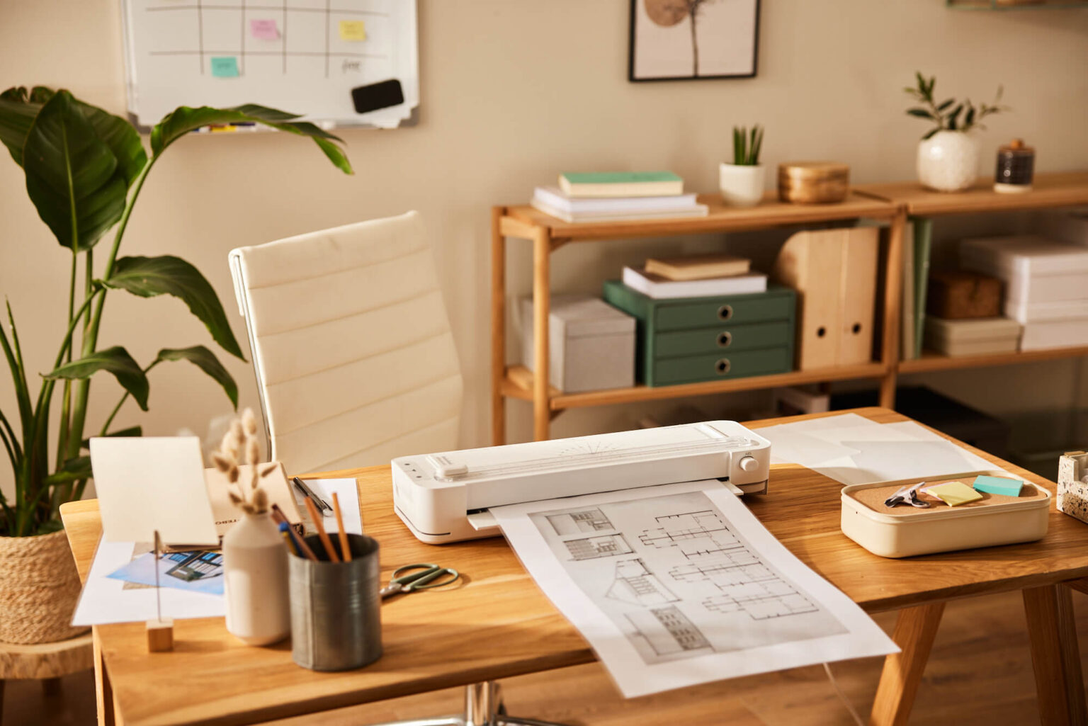 modern-eingerichtetes-Home-Office-mit-Laminiergeraet-Interior-Design-von-Sintje-Tramm