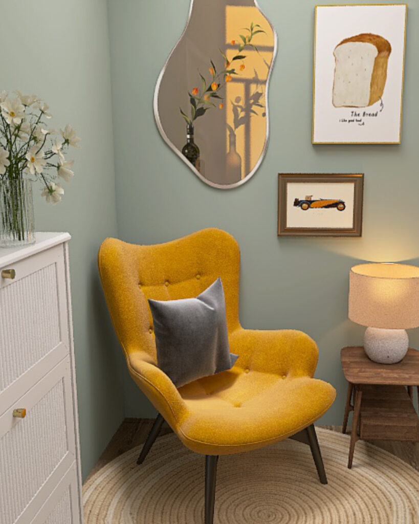 Gelber_Sessel_Flur_Rendering_Interior_Design_Sintje_tramm