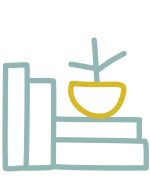 hellblaue-Buecher-und-gelbe-Topfpflanze-Illustration-Sintje-Tramm